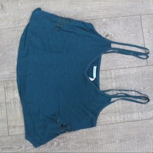 Urban Outfitters Teal crop top lace mesh cut outs